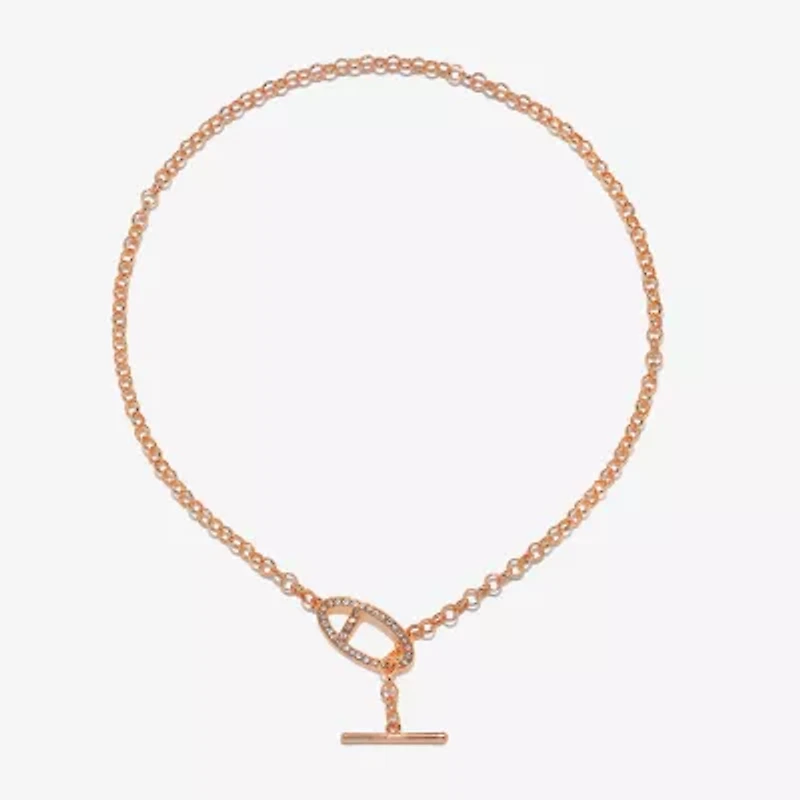 Bijoux Bar Pave Toggle Womens 16 Inch Link Chain Necklace