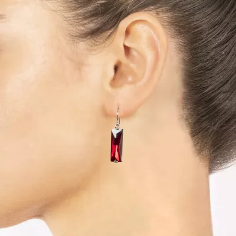 Sparkle Allure Womens Red Crystal Pure Silver Over Brass Rectangular Drop Earrings