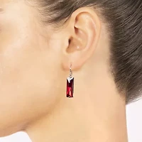 Sparkle Allure Womens Red Crystal Pure Silver Over Brass Rectangular Drop Earrings