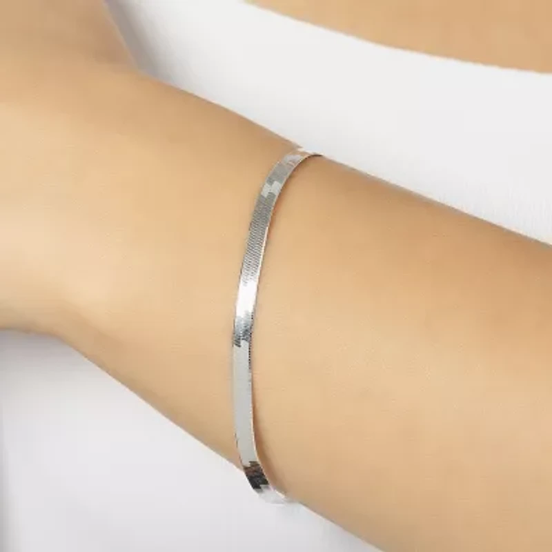 Silver Treasures Sterling Silver 7.5 Inch Herringbone Chain Bracelet