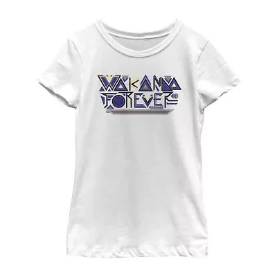 Little & Big Kid Girls Crew Neck Short Sleeve Classic Fit Black Panther Graphic T-Shirt