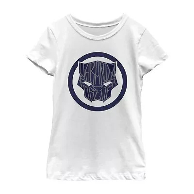 Little & Big Kid Girls Crew Neck Short Sleeve Classic Fit Black Panther Graphic T-Shirt