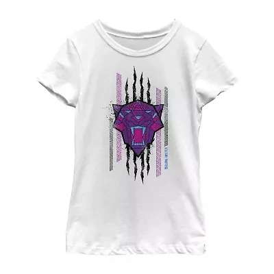 Little & Big Kid Girls Crew Neck Short Sleeve Classic Fit Black Panther Graphic T-Shirt