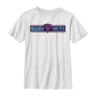 Little & Big Kid Boys Crew Neck Short Sleeve Regular Fit Black Panther Marvel Graphic T-Shirt