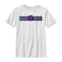 Little & Big Kid Boys Crew Neck Short Sleeve Regular Fit Black Panther Marvel Graphic T-Shirt