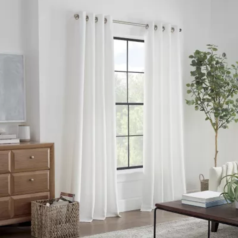Linden Street Gwen Basketweave Grommet Top Light-Filtering Single Curtain Panel