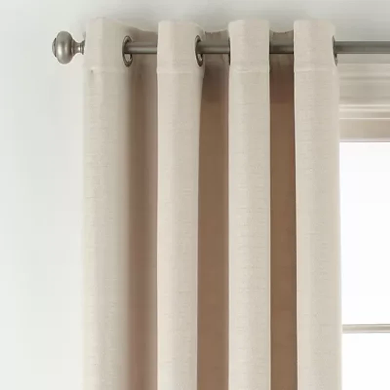 Linden Street Gwen Basketweave Grommet Top Light-Filtering Single Curtain Panel