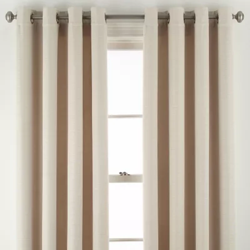 Linden Street Gwen Basketweave Grommet Top Light-Filtering Single Curtain Panel