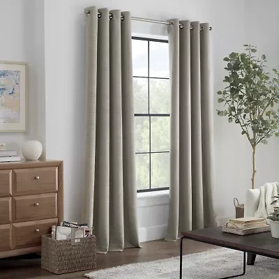 Linden Street Gwen Basketweave Grommet Top Light-Filtering Single Curtain Panel