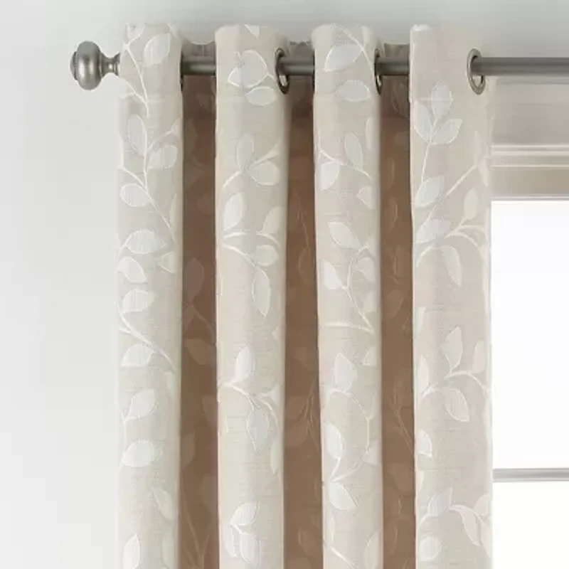 Linden Street Gwen Leaf Grommet Top Light-Filtering Single Curtain Panel