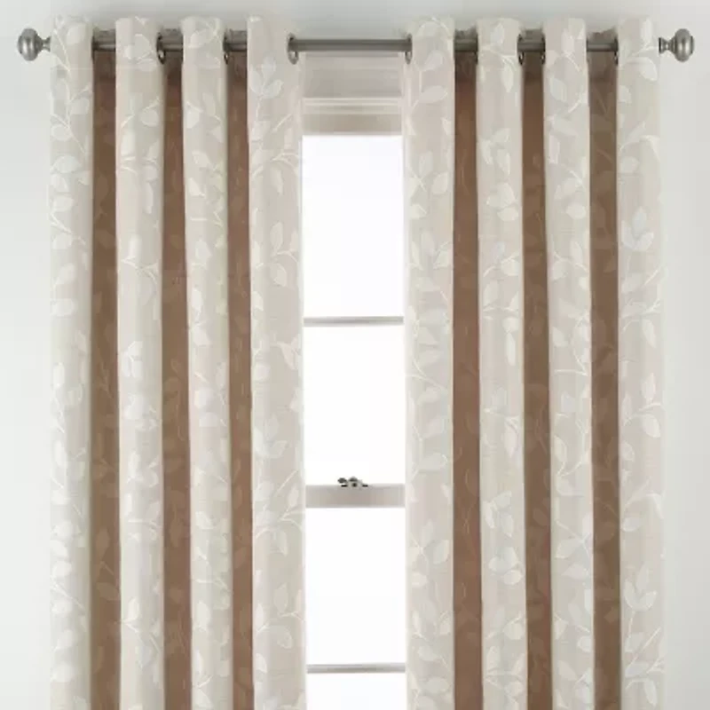 Linden Street Gwen Leaf Grommet Top Light-Filtering Single Curtain Panel