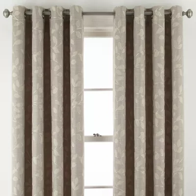 Linden Street Gwen Leaf Grommet Top Light-Filtering Single Curtain Panel
