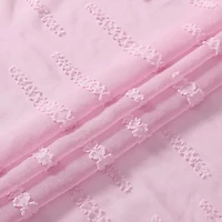 Laura Ashley Dash Rod Pocket Embroidered Sheer Set of 2 Curtain Panel