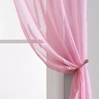 Laura Ashley Dash Rod Pocket Embroidered Sheer Set of 2 Curtain Panel