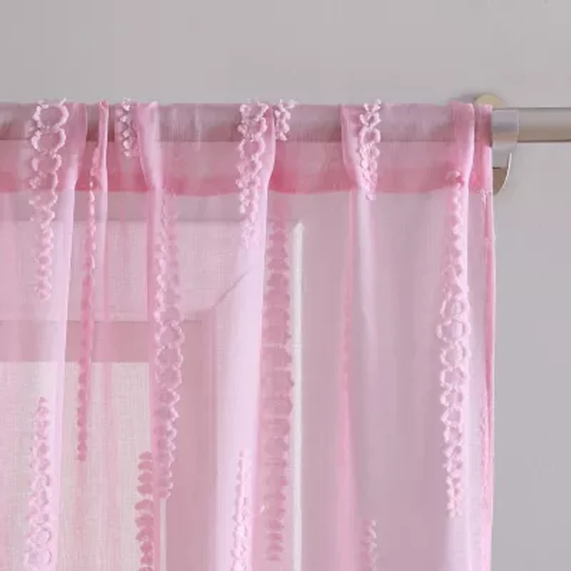 Laura Ashley Dash Rod Pocket Embroidered Sheer Set of 2 Curtain Panel