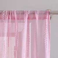 Laura Ashley Dash Rod Pocket Embroidered Sheer Set of 2 Curtain Panel