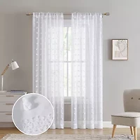 Laura Ashley Drizzle Rod Pocket Embroidered Sheer Set of 2 Curtain Panel