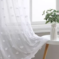 Laura Ashley Drizzle Rod Pocket Embroidered Sheer Set of 2 Curtain Panel