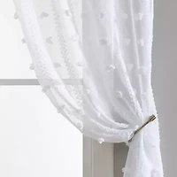 Laura Ashley Drizzle Rod Pocket Embroidered Sheer Set of 2 Curtain Panel