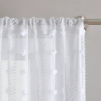 Laura Ashley Drizzle Rod Pocket Embroidered Sheer Set of 2 Curtain Panel