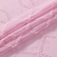 Laura Ashley Lattice Rod Pocket Embroidered Sheer Set of 2 Curtain Panel