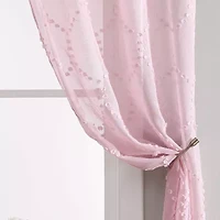 Laura Ashley Ethel Rod Pocket Embroidered Sheer Set of 2 Curtain Panel