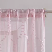 Laura Ashley Ethel Rod Pocket Embroidered Sheer Set of 2 Curtain Panel