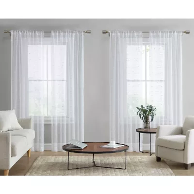 Laura Ashley Lehman Rod Pocket Sheer Set of 4 Curtain Panel