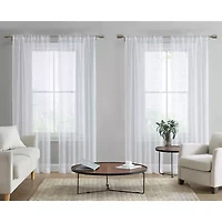 Laura Ashley Lehman Rod Pocket Sheer Set of 4 Curtain Panel