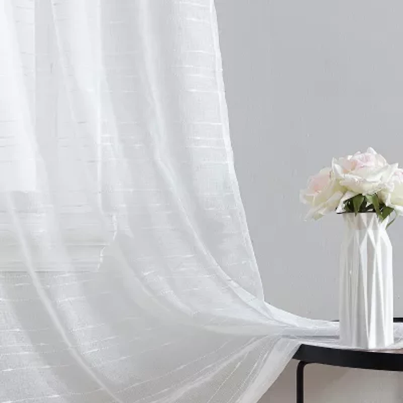 Laura Ashley Lehman Rod Pocket Sheer Set of 4 Curtain Panel