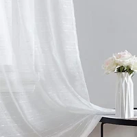 Laura Ashley Lehman Rod Pocket Sheer Set of 4 Curtain Panel