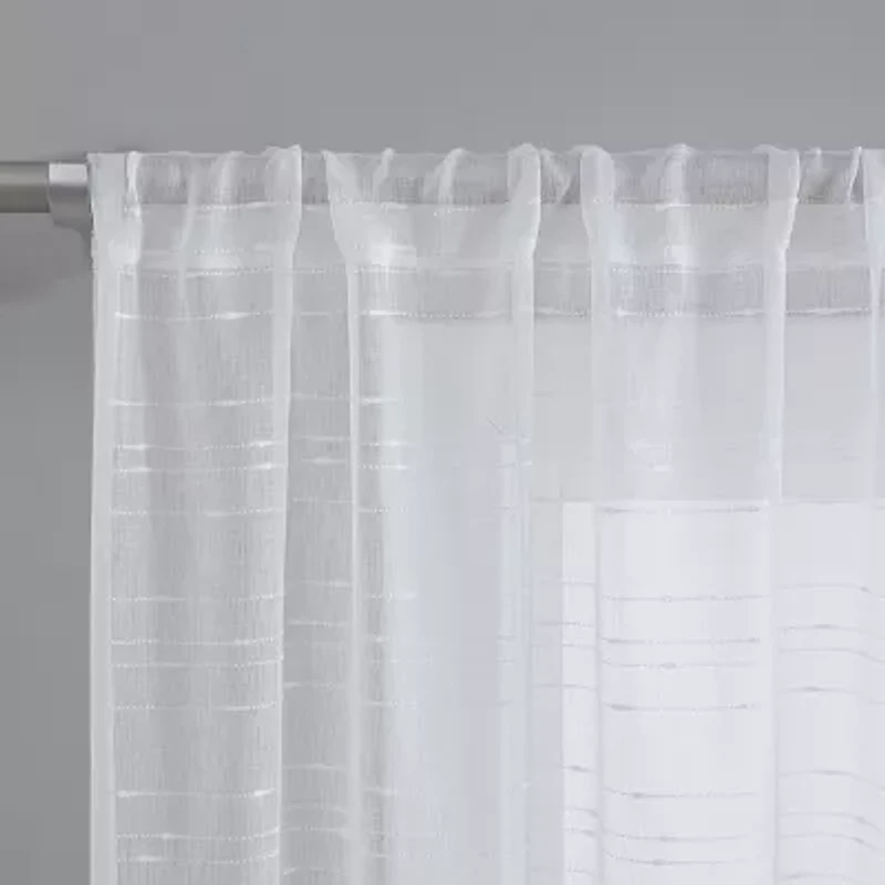 Laura Ashley Lehman Rod Pocket Sheer Set of 4 Curtain Panel