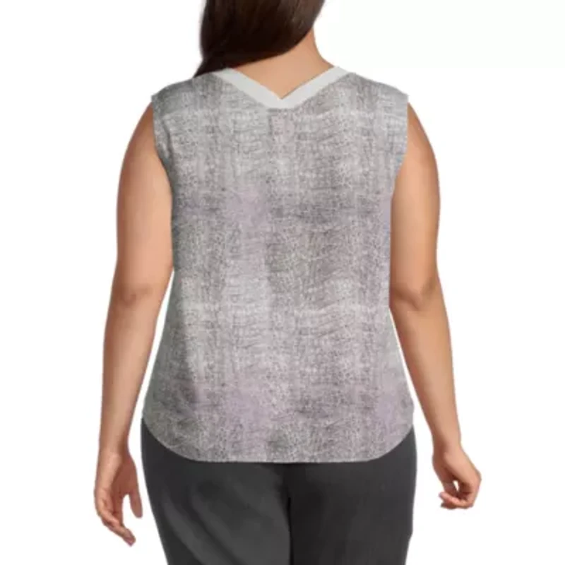 Worthington Womens Plus V Neck Sleeveless Tank Top