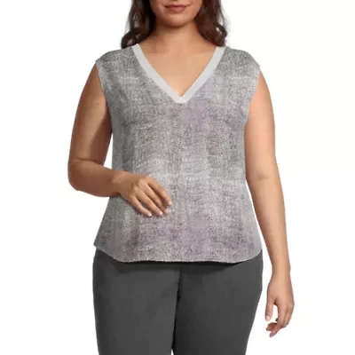 Worthington Womens V Neck Sleeveless Plus Tank Top