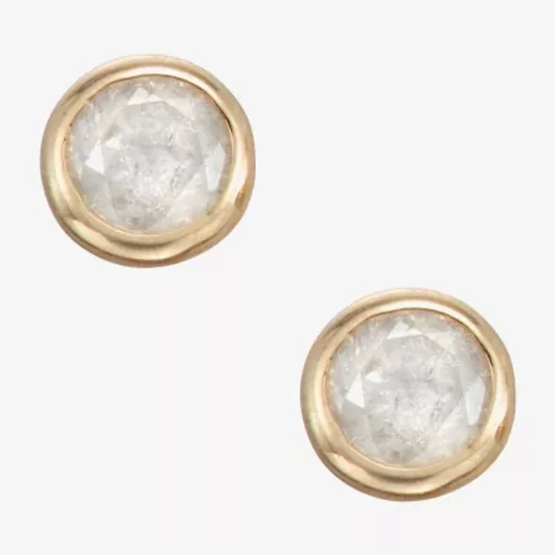 1/5 CT. Natural White Diamond 14K Gold 3mm Round Stud Earrings