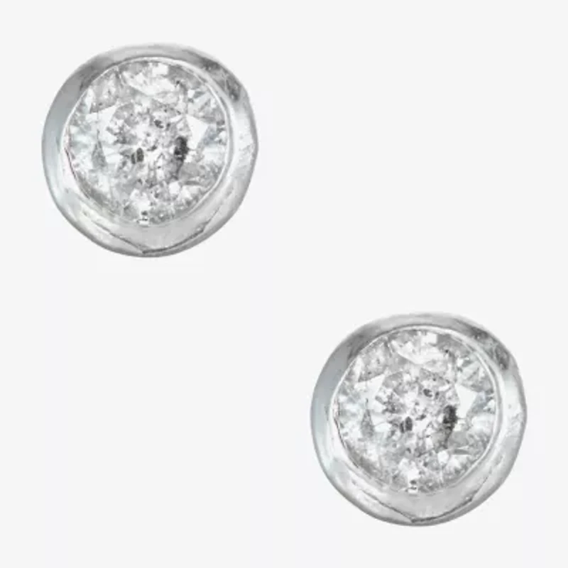 1/10 CT. T.W. Natural White Diamond 14K White Gold 3.5mm Round Stud Earrings