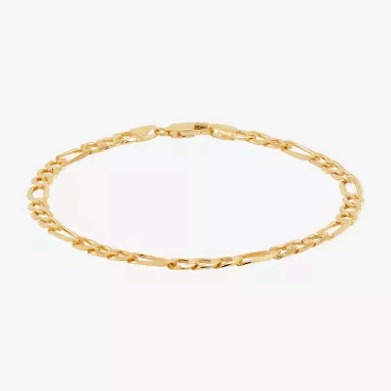 Unisex Adult 14K Gold 8 1/2 Inch Solid Figaro Chain Bracelet