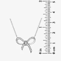 DiamonArt® Womens White Cubic Zirconia Sterling Silver Bow Pendant Necklace