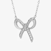 DiamonArt® Womens White Cubic Zirconia Sterling Silver Bow Pendant Necklace