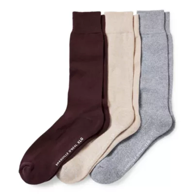 Shaquille O'Neal XLG Dress Performance Mens 3 Pair Big and Tall Crew Socks