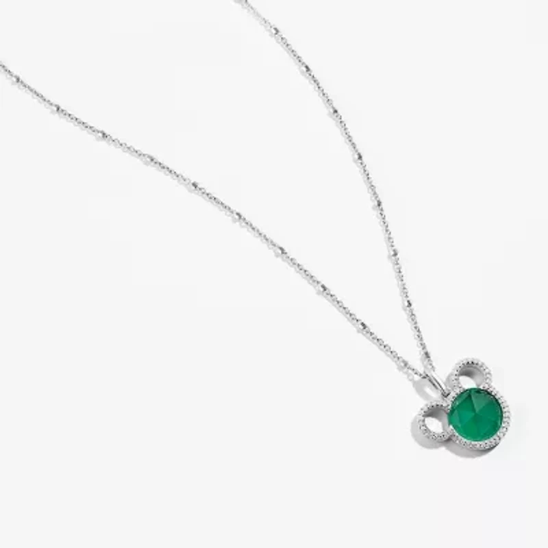 Disney Jewels Collection Womens 1/8 CT. T.W. Gemstone Sterling Silver Mickey Mouse Pendant Necklace