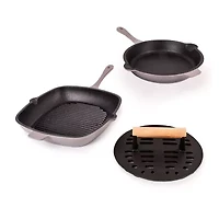 BergHOFF Neo Cast Iron 3-pc. Grill Pan and Slotted Steak Press