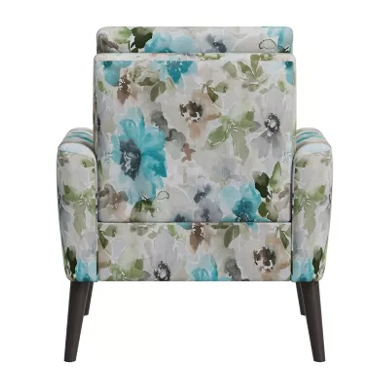 Allyson Mid-Century Modern Small Space Accent Armchair Pastel Floral