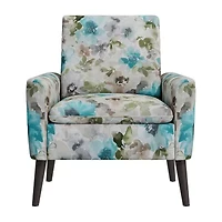Allyson Mid-Century Modern Small Space Accent Armchair Pastel Floral