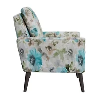 Allyson Mid-Century Modern Small Space Accent Armchair Pastel Floral