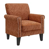Jean Traditional Rolled Arm Accent Chair with Pewter Nailheads Chenille