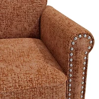 Jean Traditional Rolled Arm Accent Chair with Pewter Nailheads Chenille
