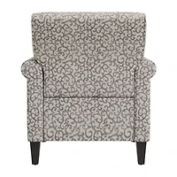 Jean Traditional Rolled Arm Accent Chair with Pewter Nailheads Curly Vine Pattern