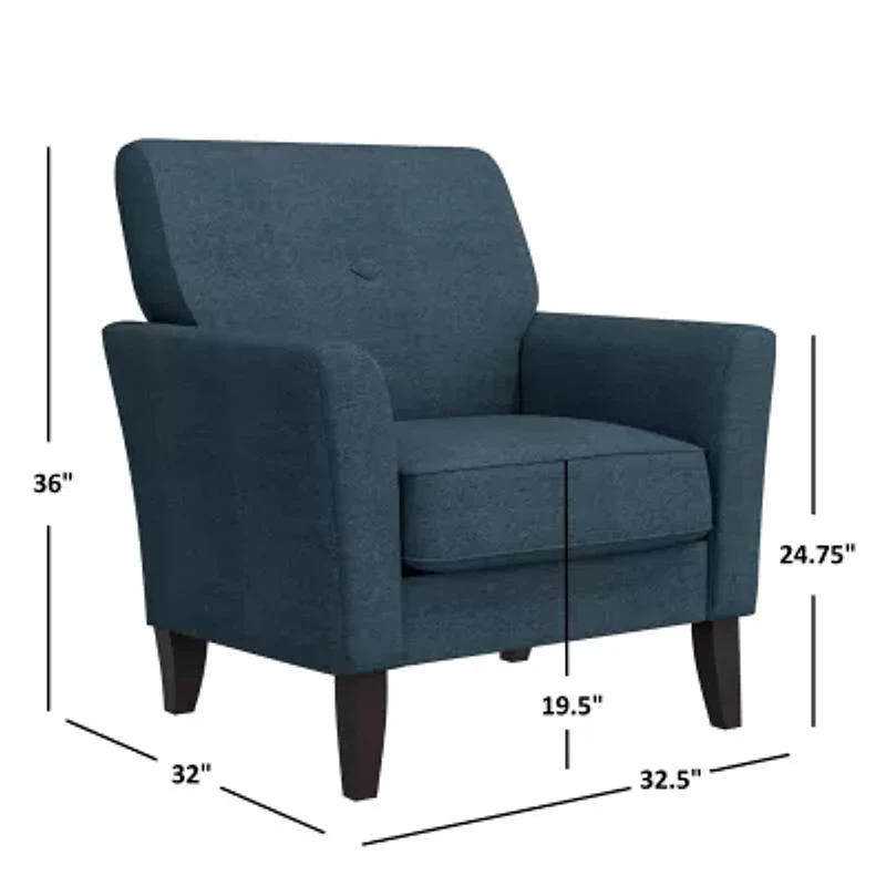 Alex Transitional Flared Arm Accent Chair Velour