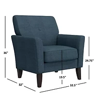 Alex Transitional Flared Arm Accent Chair Velour